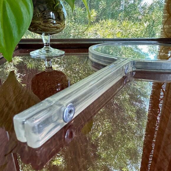 Vintage Clear Lucite Double-Sided Acrylic Hand Mirror - Picture 4 of 11